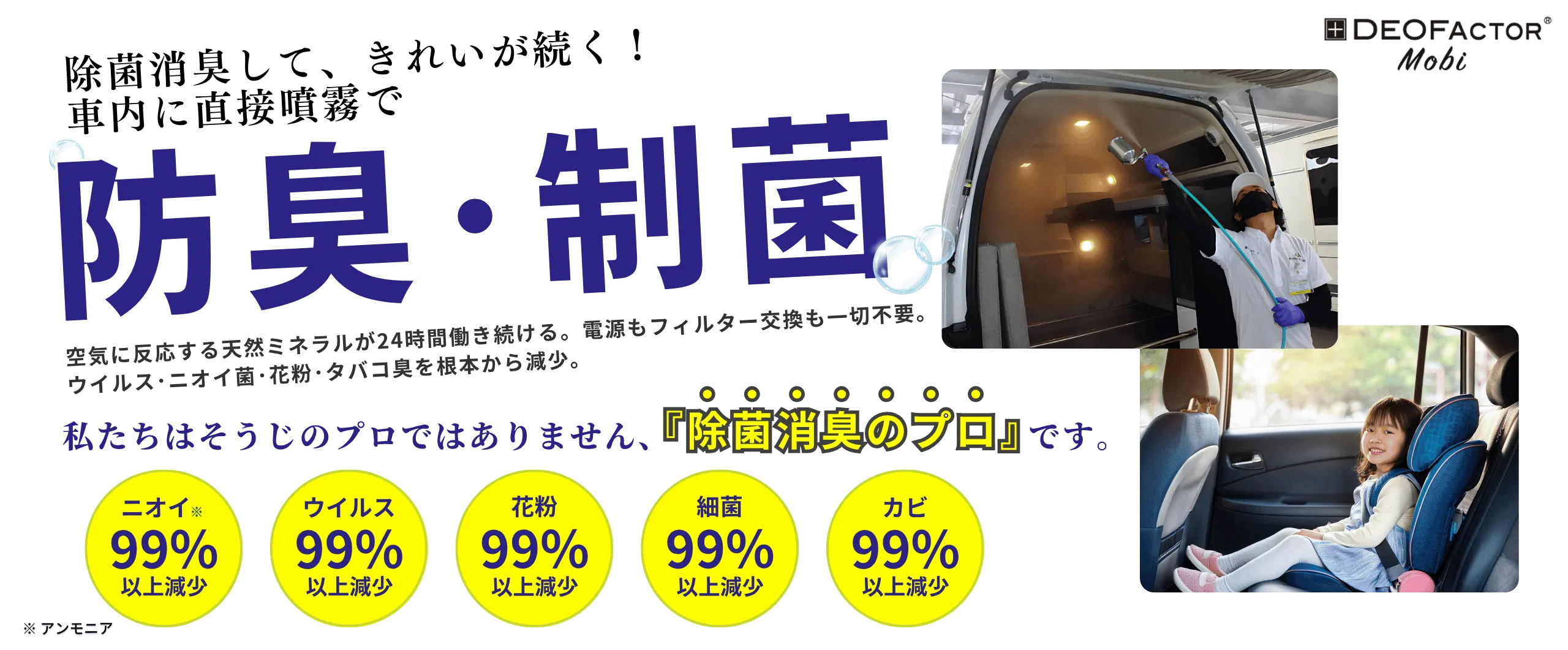 DEOFACTOR Mobi｜車内制菌コーティング 除菌消臭して、きれいが続く。